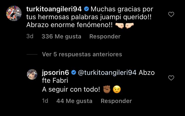 El lindo cruce entre Angileri y Sorin por redes sociales