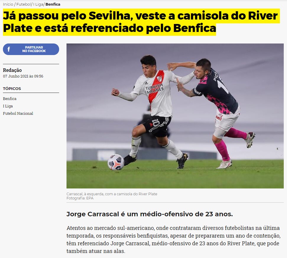 ¿Cambio de aires? En Europa hablan del interés de un importante equipo por Jorge Carrascal