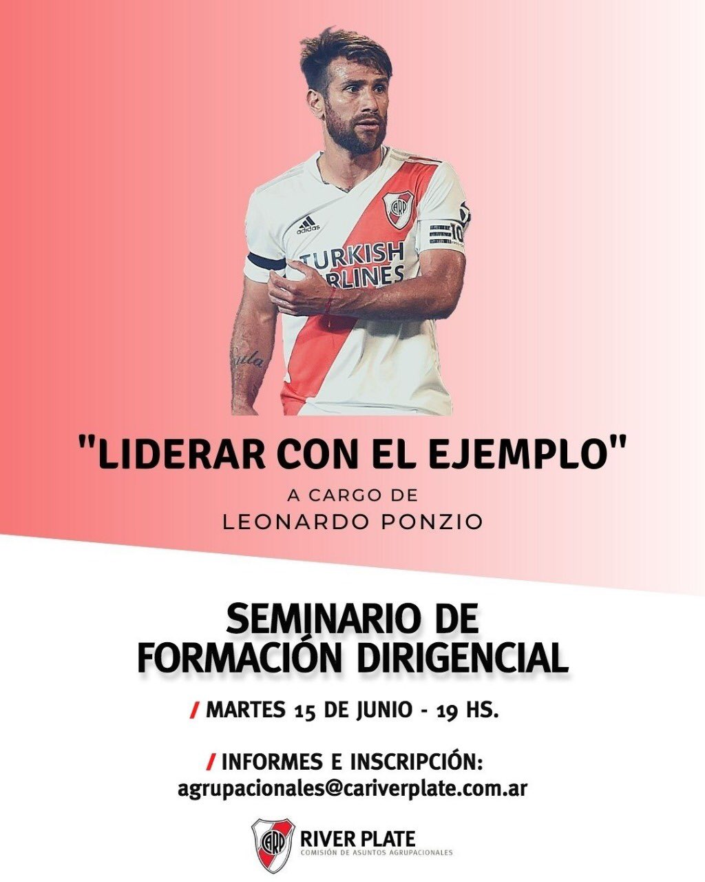 ¡Líder absoluto! Ponzio brindará un seminario de formación dirigencial en River