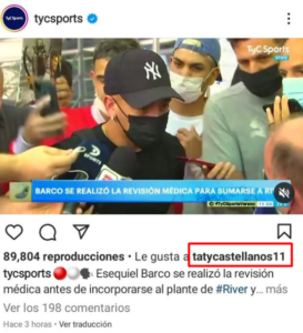 ¿Otra señal para River? El "Me Gusta" de Castellanos a una declaración de Barco