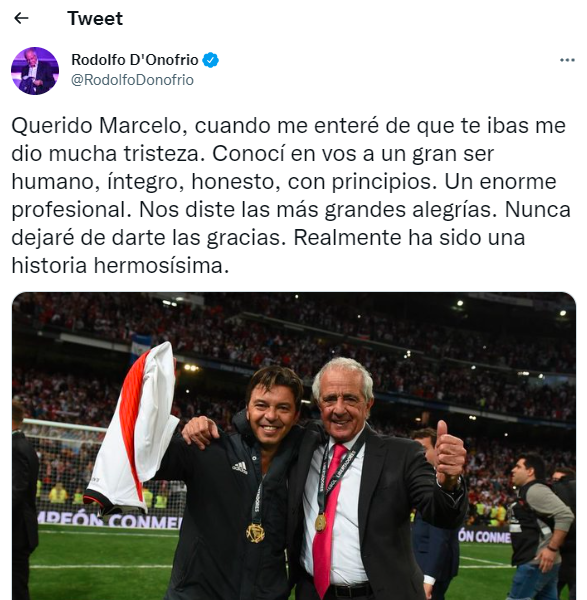 Los mensajes de futbolistas, ex jugadores y personas del Mundo River para Gallardo tras anunciar su salida del club