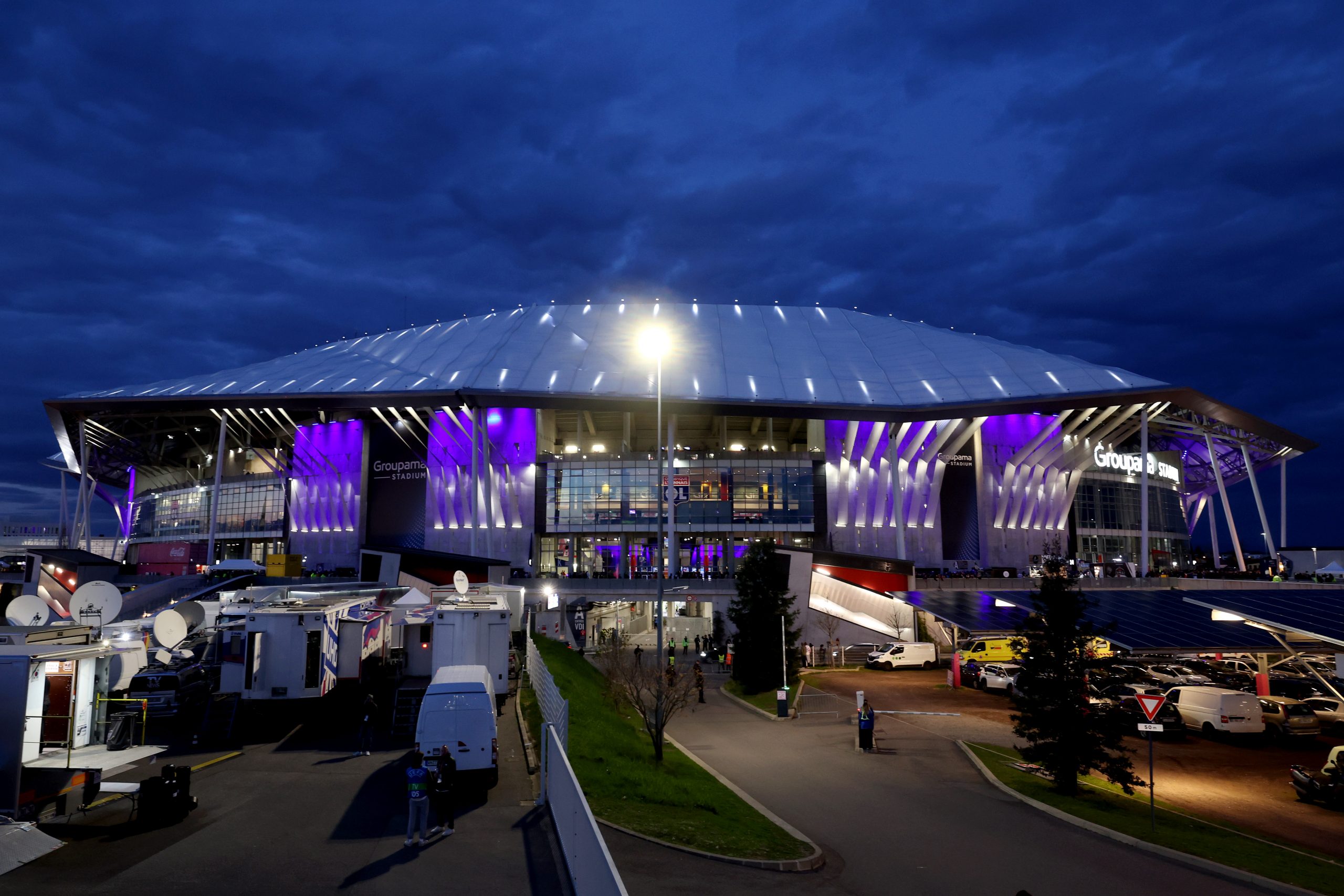 LYON, FRANCE - MARCH 23: General view outside the stadium prior to the international friendly match between France and Germany at Groupama Stadium on March 23, 2024 in Lyon, France. (Photo by Alexander Hassenstein/Getty Images)