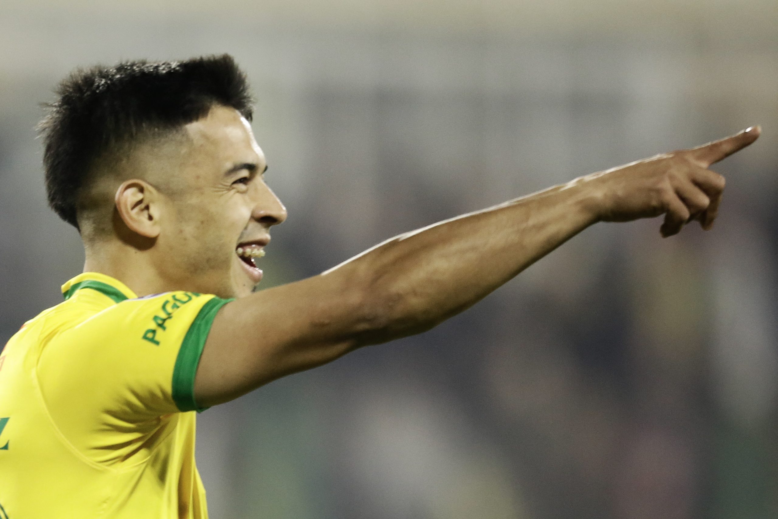 Defensa y Justicia's forward Nicolas Fernandez celebrates after scoring during the Copa Sudamericana group stage second leg football match between Argentina's Defensa y Justicia and Colombia's Millonarios, at the Norberto Tito Tomaghello stadium in Buenos Aires on June 29, 2023. (Photo by Emiliano Lasalvia / AFP) (Photo by EMILIANO LASALVIA/AFP via Getty Images)